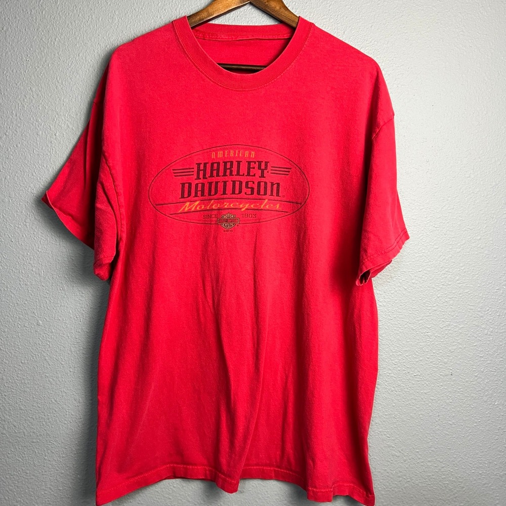 Harley Davidson Motorcycle T-Shirt Santa Fe New Mexico Eagle Graphic Red Tee XL
